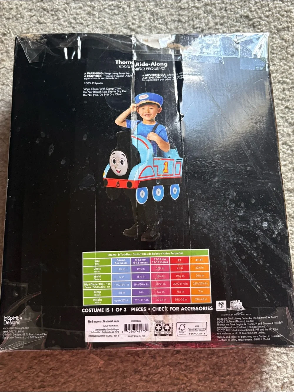 Thomas & Friends Blue Thomas Ride-Along Toddler Costume 2T 3T 4T Halloween Train